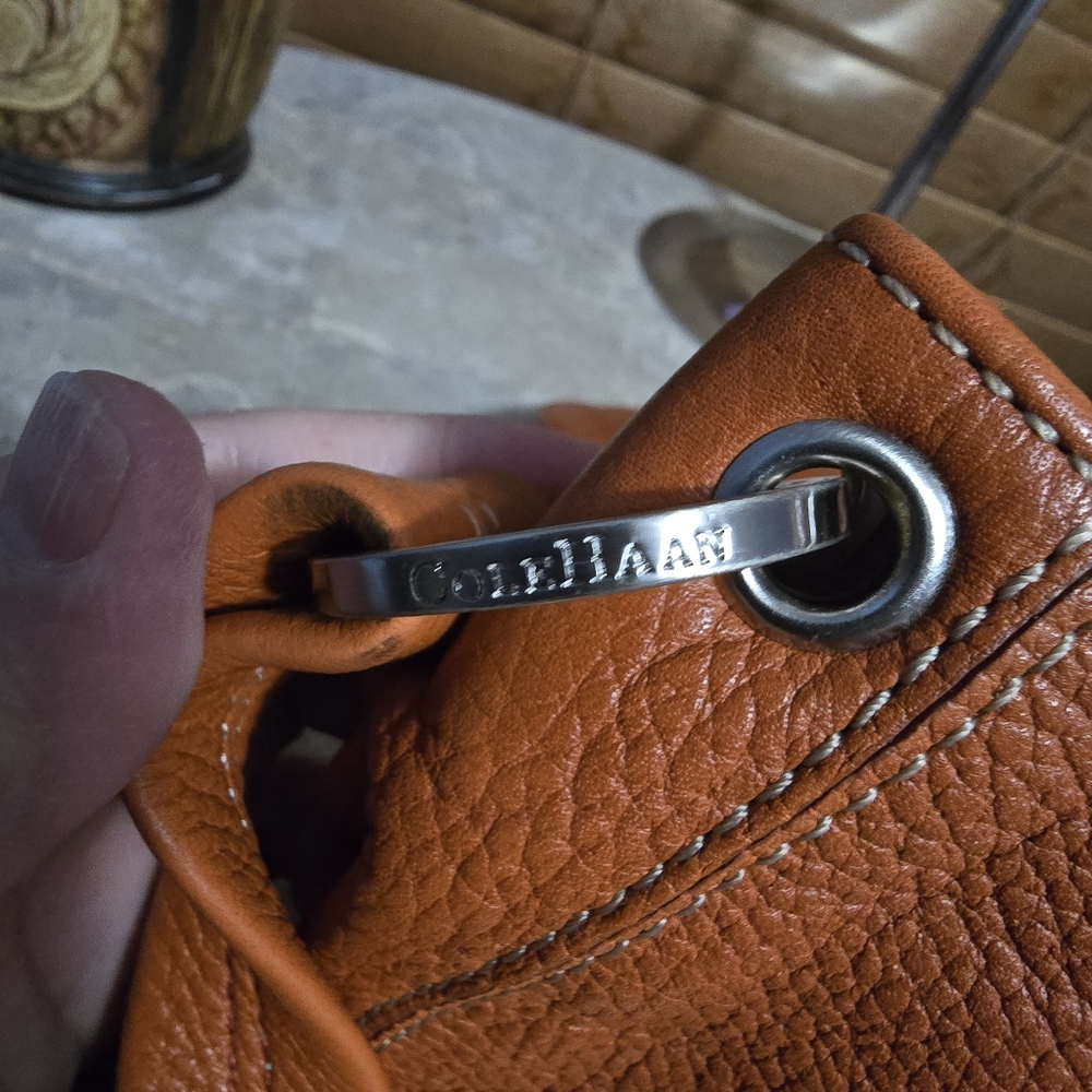 Cole Haan Rustic Orange Pebbled Leather Flap Shoulder Bag - Picture 12 of 15